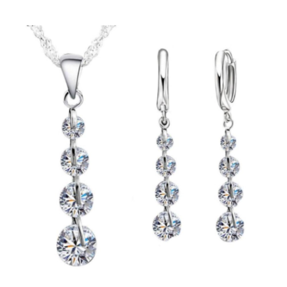 💎 Drop 925 Sterling Silver Earrings And Necklace Set Bundle Tear Drop